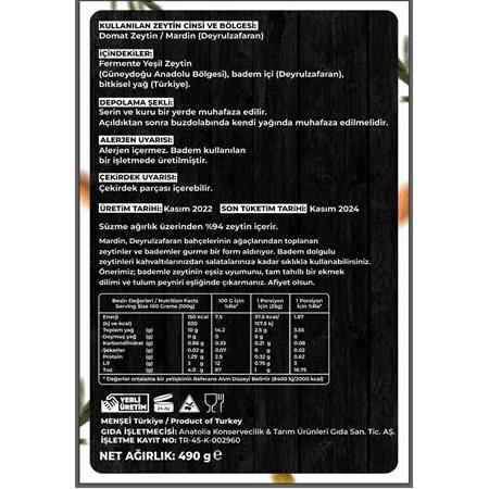 Badem Dolgulu Yeşil Zeytin